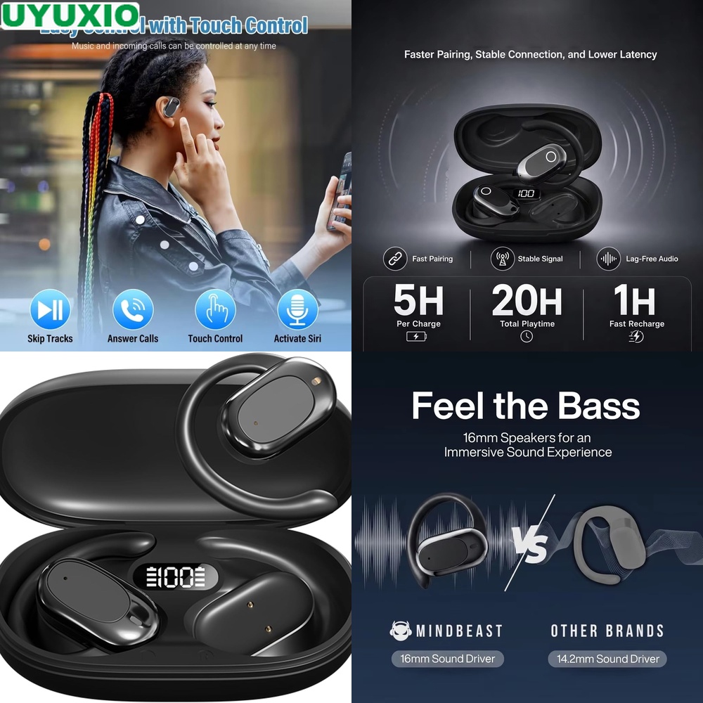 Bone Conduction Running Headphones - Open-Ear-Kopfhörer und kabellose Ohrhörer mit IPX5