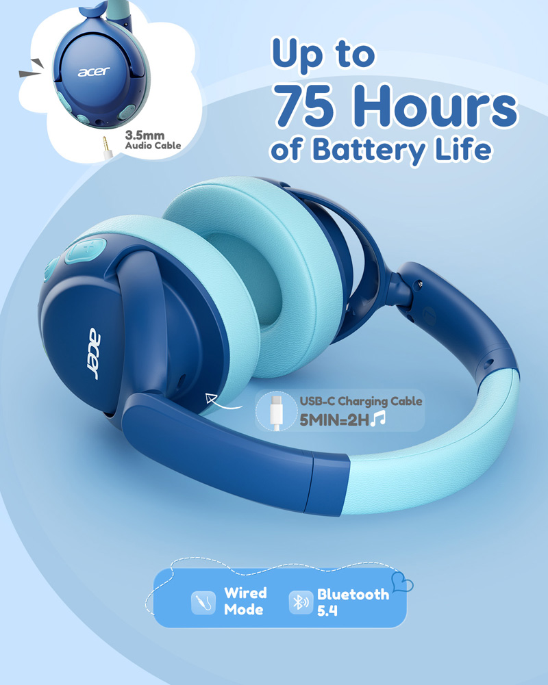 Acer OHR725 Kinder-Bluetooth-5 – Anc Wireless Over Ear Headphones Bewertung und Preis