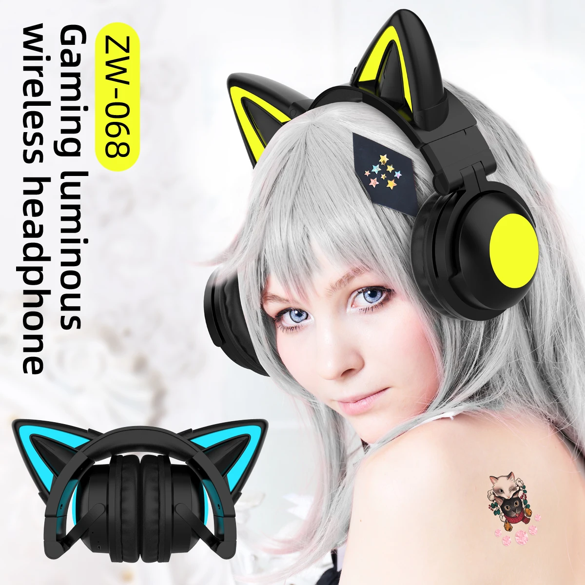 ZW068 Bluetooth Kopfhörer LED  – Cat Ear Bluetooth Headset Led Bewertung und Preis